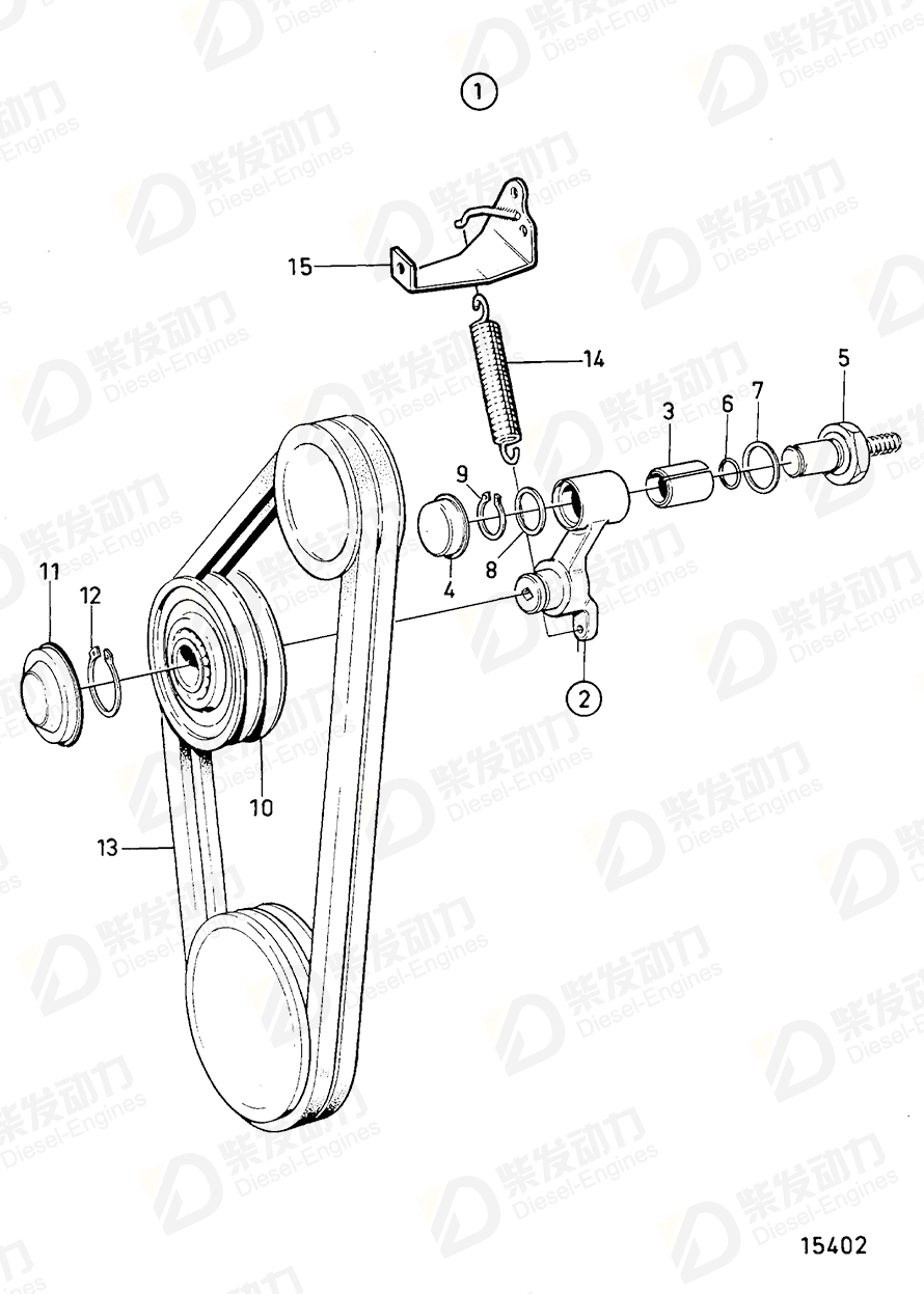 VOLVO Belt tensioner 1664689 Drawing